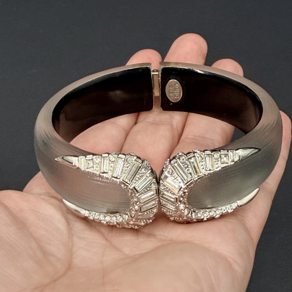 Alexis Bittar Crystal Encrusted Lucite Hinged Cuff Bracelet Statement Piece - Picture 3 of 11
